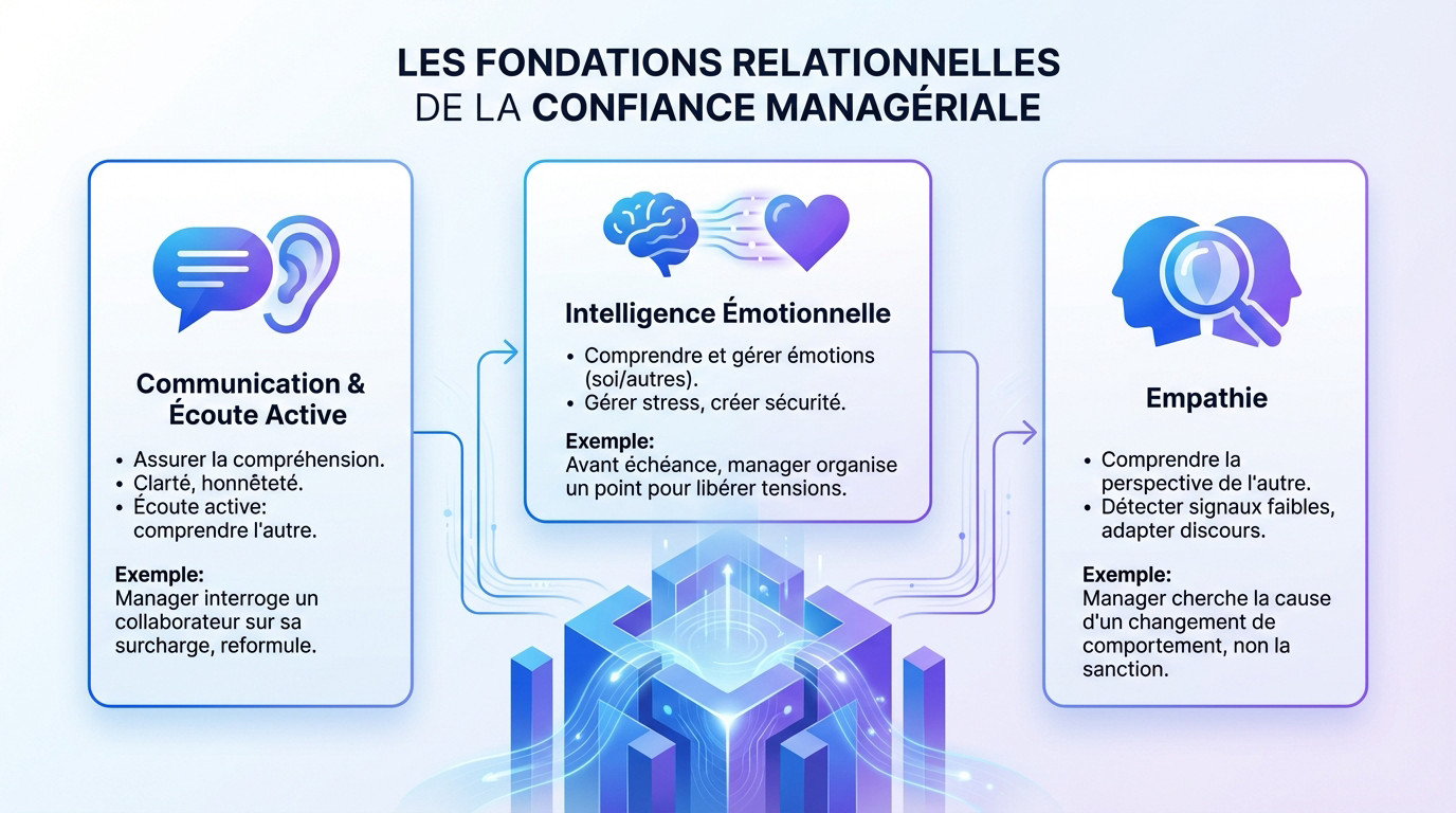Manager pratiquant l'écoute active et l'empathie pour renforcer la confiance au sein de son équipe