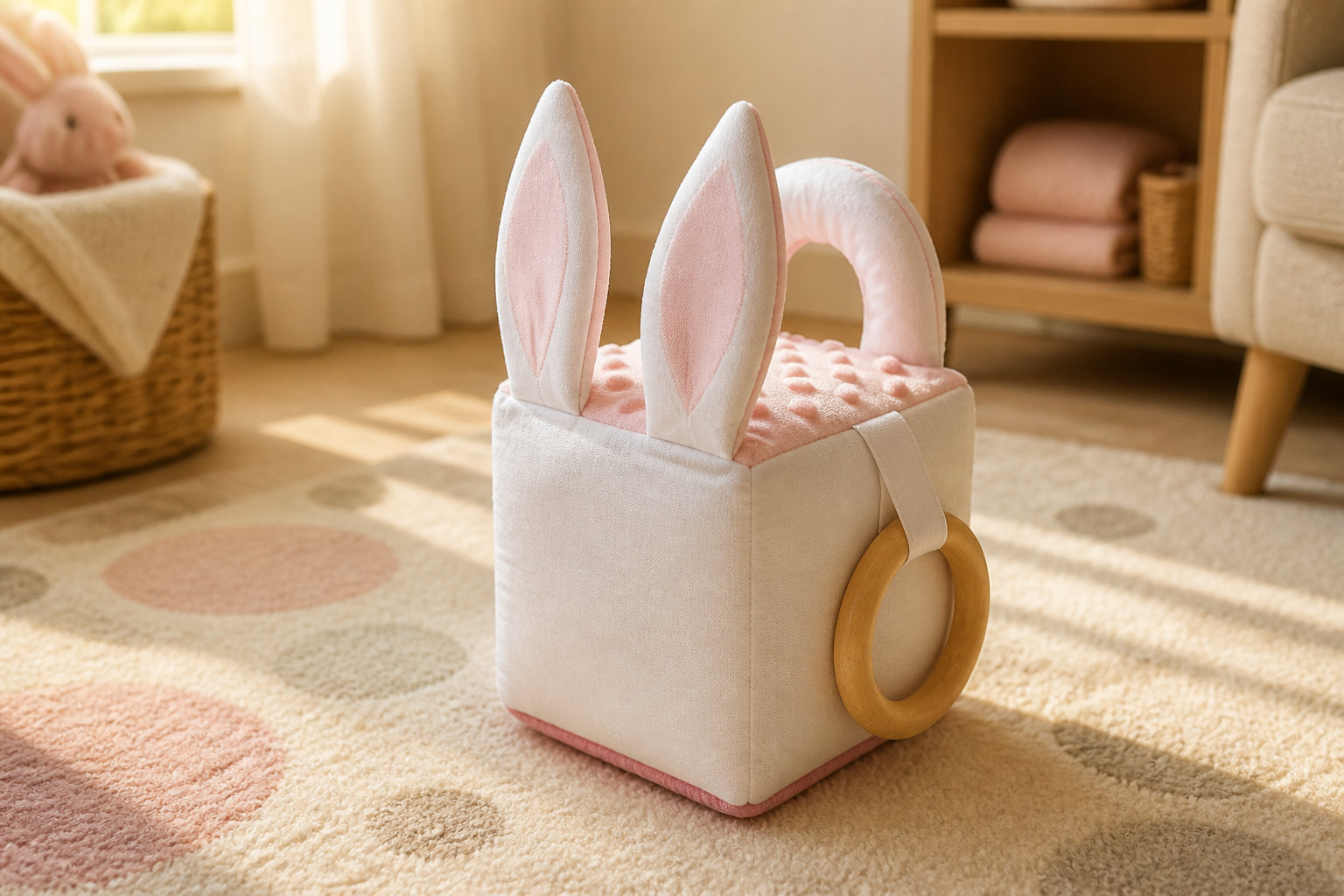 Cube d'activités en tissu Princesses : un cube d'éveil tissu montessori premier âge