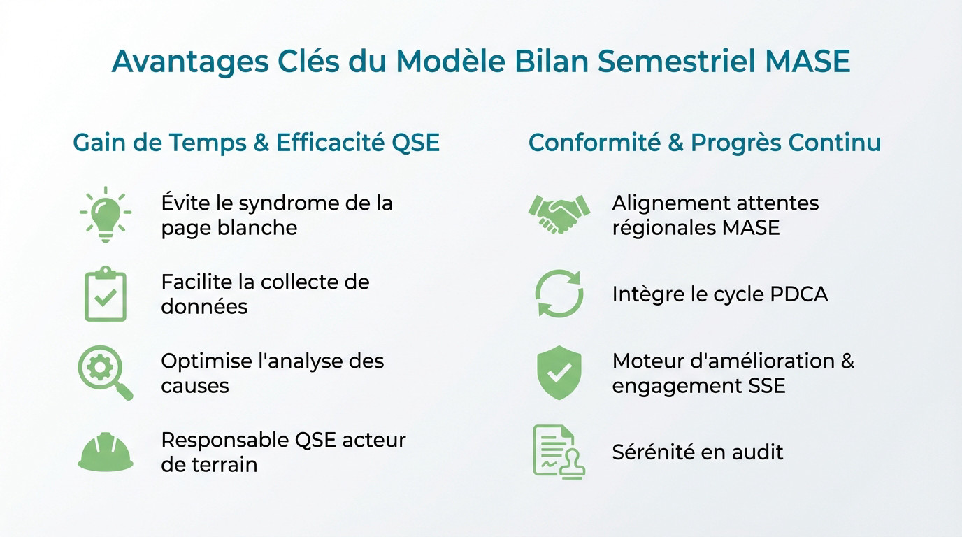 Avantages clés du modèle de bilan semestriel MASE pour le responsable QSE