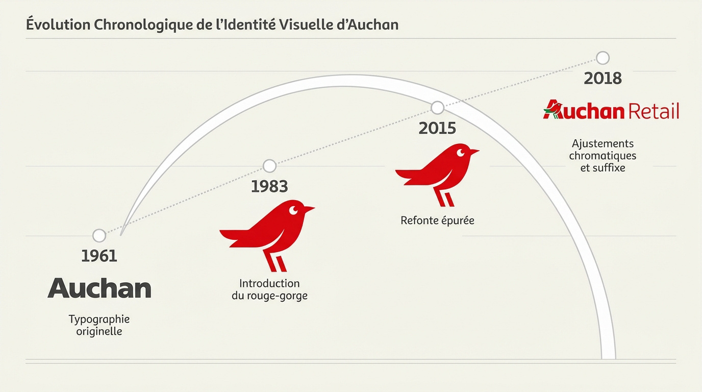 Évolution chronologique des logos Auchan de 1961 à nos jours