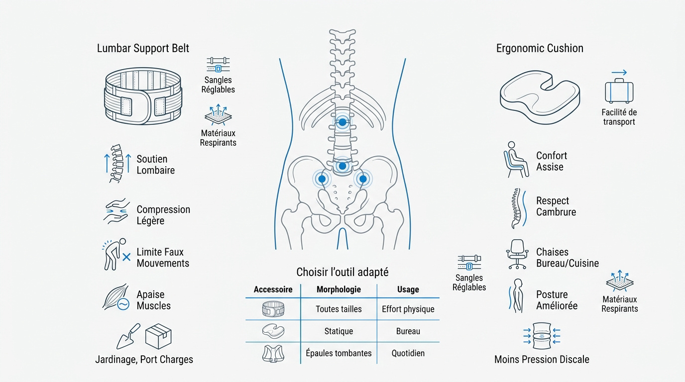 Comment soulager un mal de dos rapidement ? Infographie présentant les bonnes pratiques pour le bien-être du bas du dos et le soutien lombaire