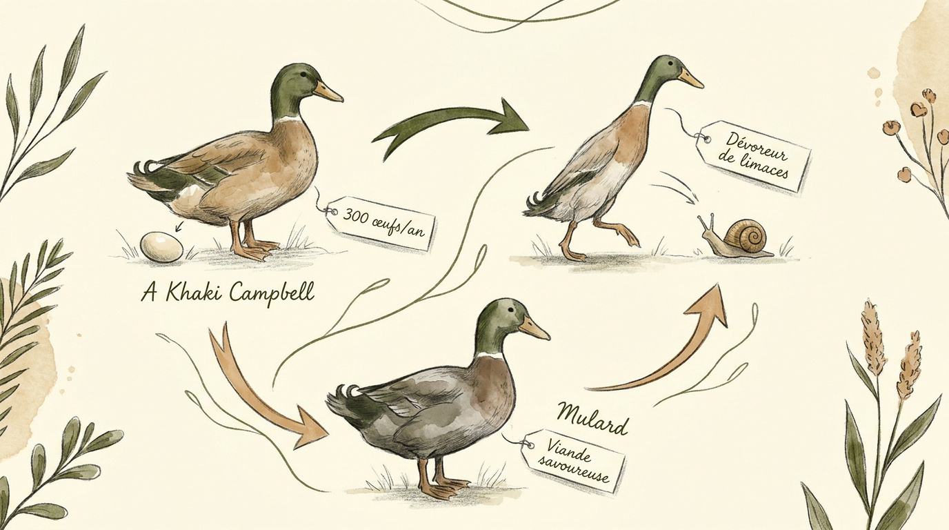 Comparaison Kaki Campbell, Coureur Indien et Mulard