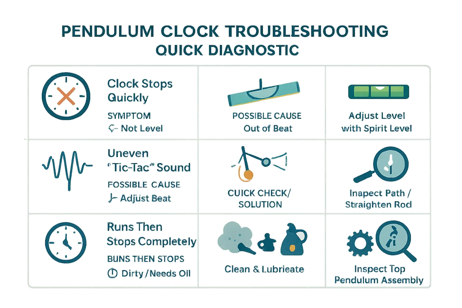 Pendulum Clock Troubleshooting Diagram