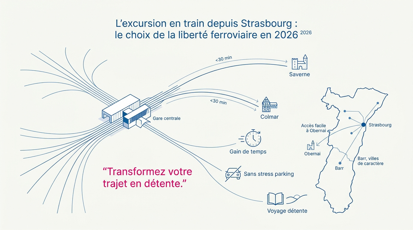 Train TER Fluo stationné en gare de Strasbourg prêt pour une excursion régionale