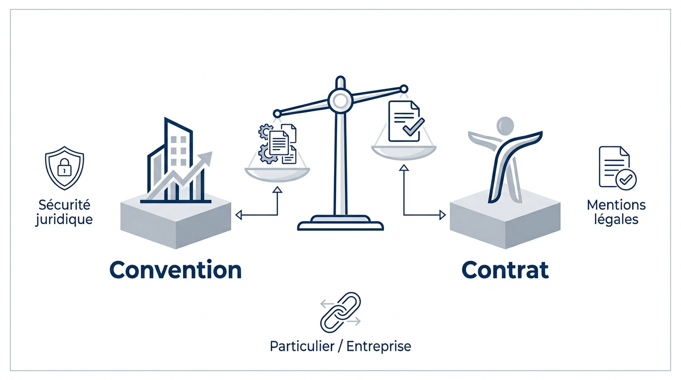 Comparaison entre convention et contrat de formation professionnelle pour la conformité légale