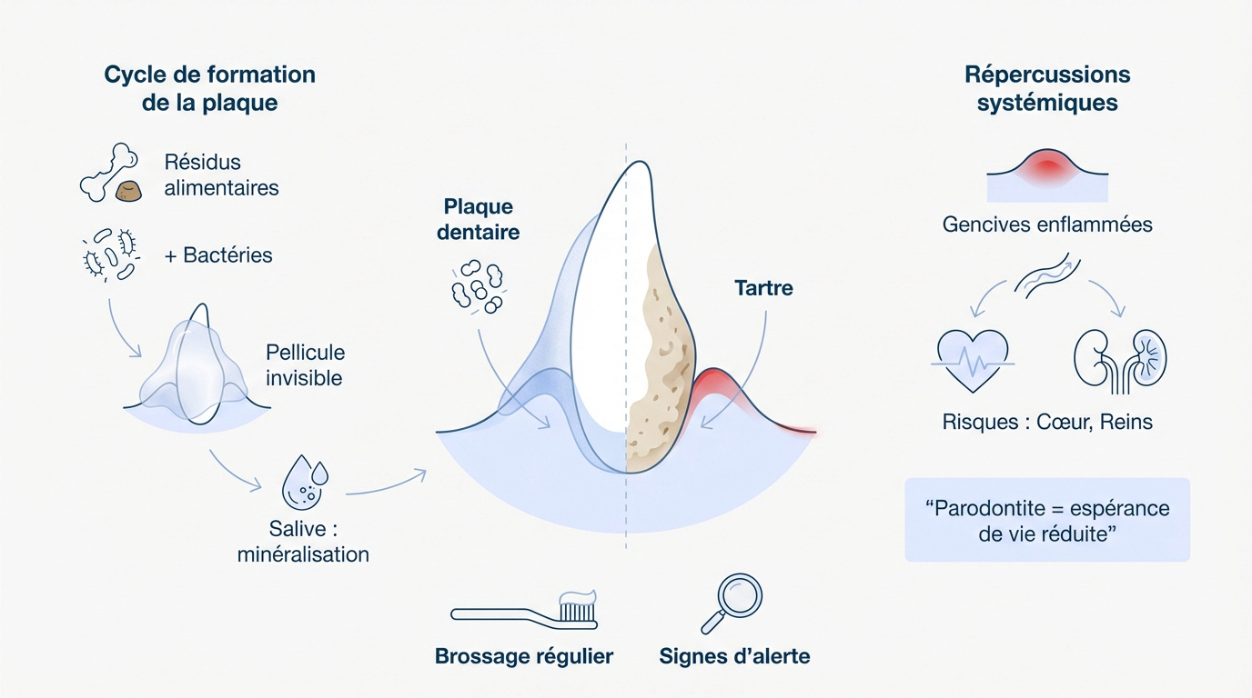 Conséquences de la plaque dentaire chez le chien.