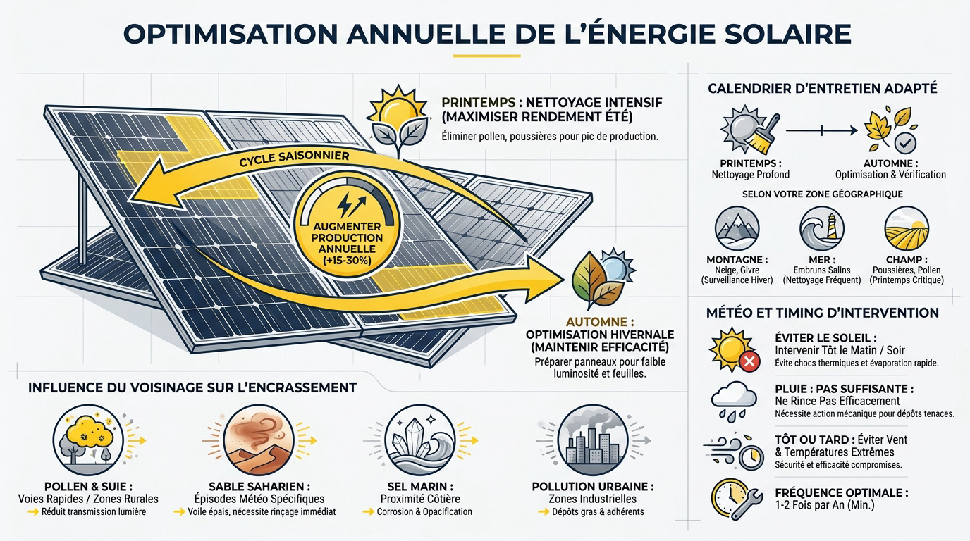 Calendrier d'entretien saisonnier pour panneaux photovoltaïques
