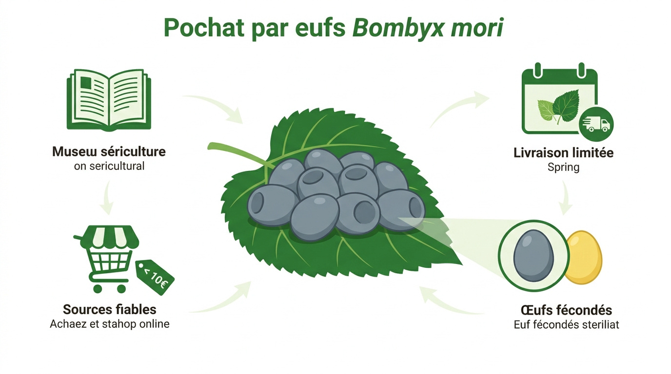 Œufs de Bombyx mori prêts pour l'incubation
