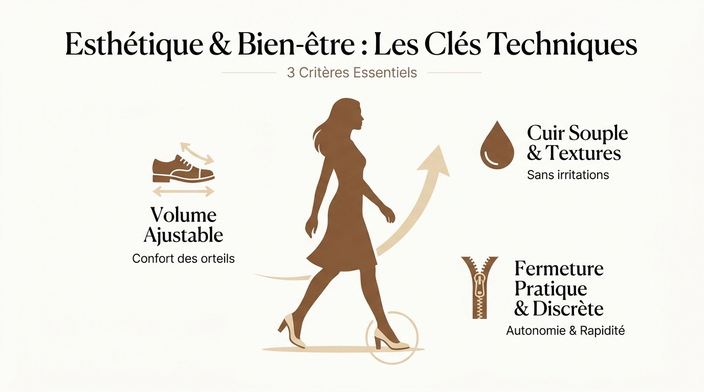 Chaussures orthopédiques élégantes pour femme alliant design moderne et confort technique