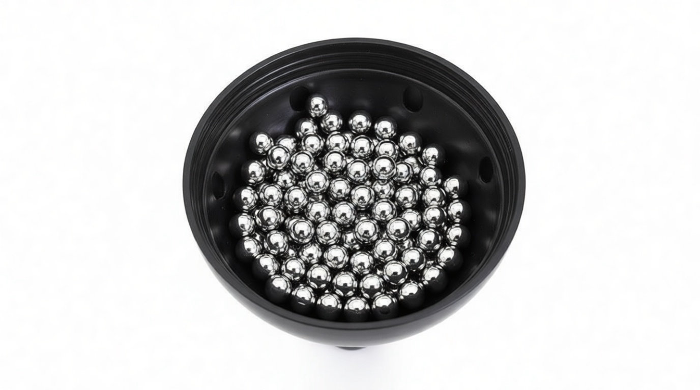 Utilisation de billes en inox pour nettoyer le fond d'une carafe à vin sans produit chimique