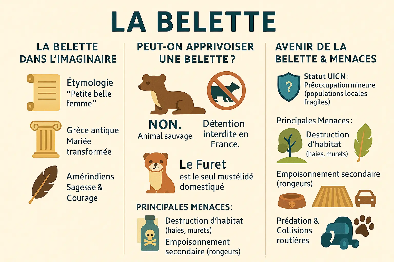 Illustration d'une belette dans son habitat naturel