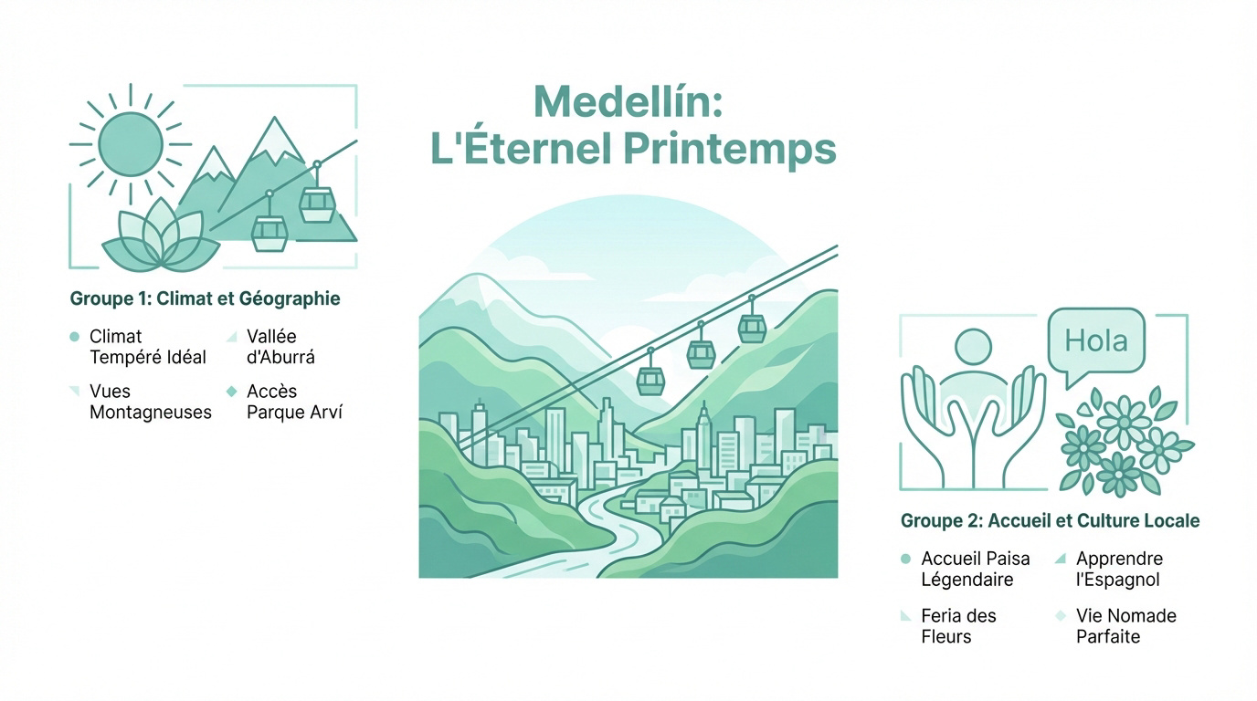 Vue panoramique de Medellín au milieu des montagnes