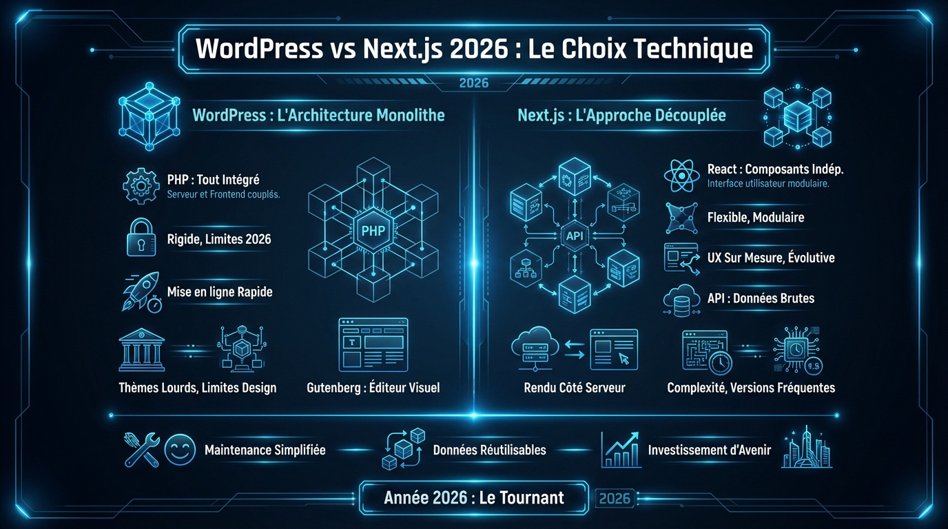 Comparaison technique WordPress et Next.js en 2026