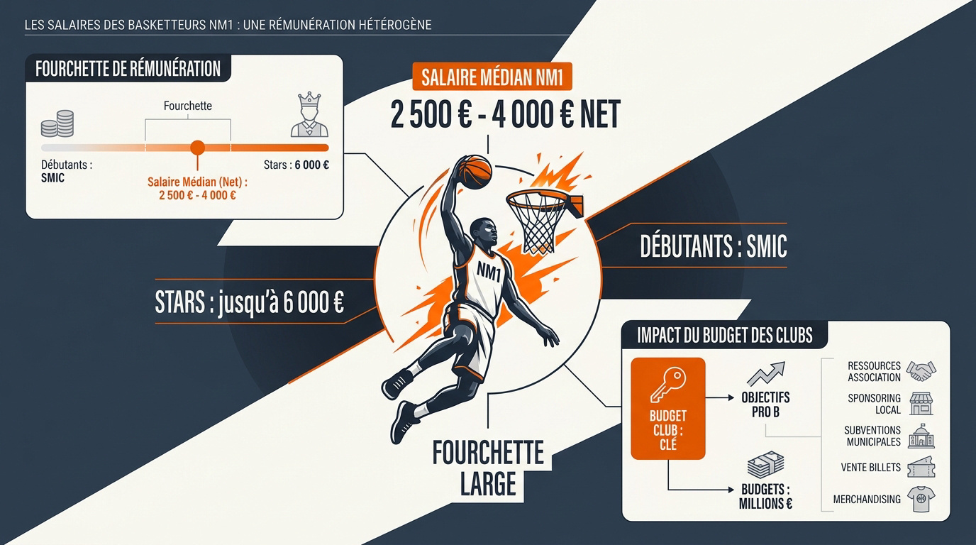Répartition des salaires des joueurs de basket en division Nationale 1 Masculine