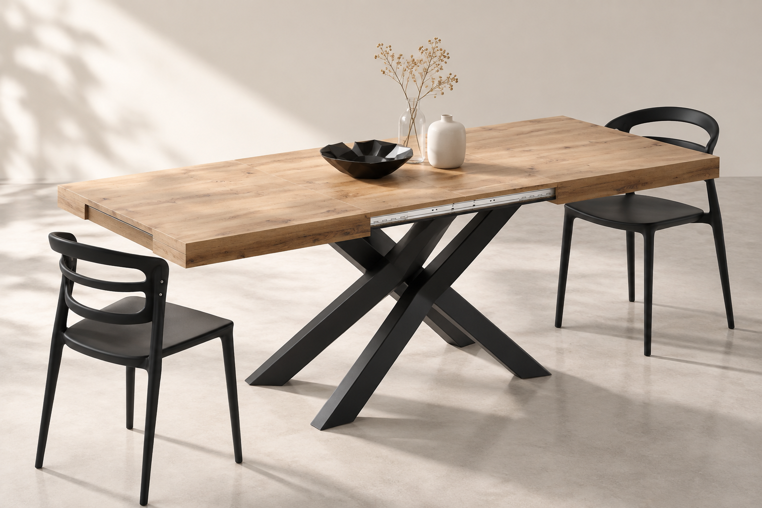 La table extensible Emma de MOBILI FIVER dépliée