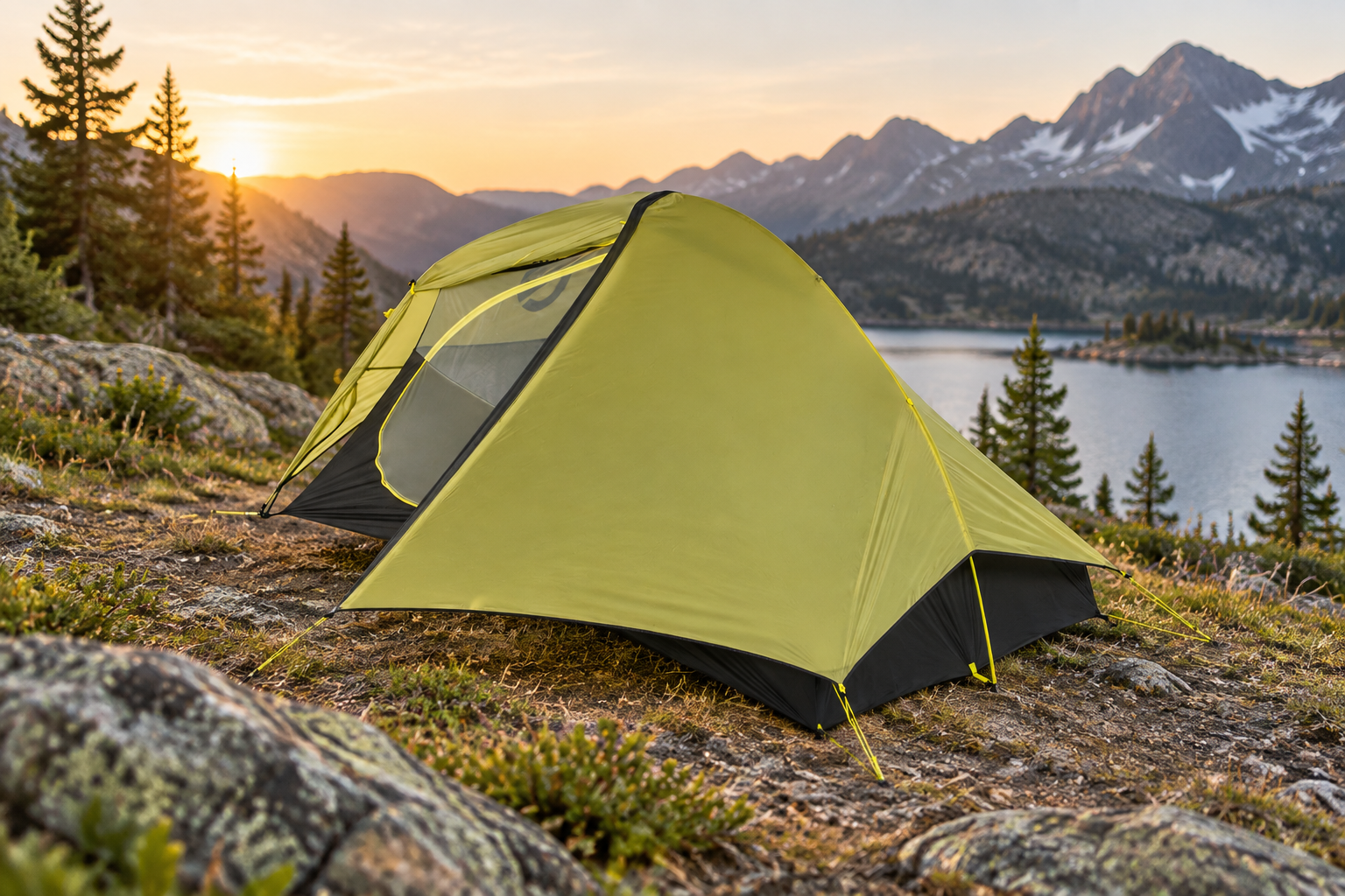 La tente Nemo Hornet OSMO 2P montée dans un environnement naturel