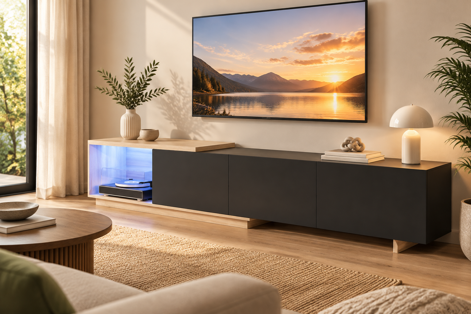 Meuble TV GOREVAN de chez Leroy Merlin, modèle 240 cm