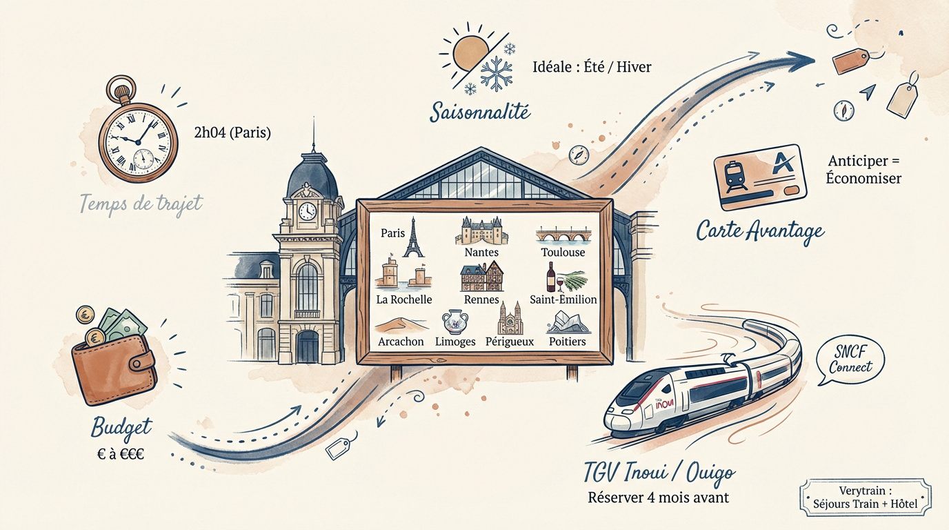 Voyageur consultant les horaires de train pour un weekend au départ de Bordeaux