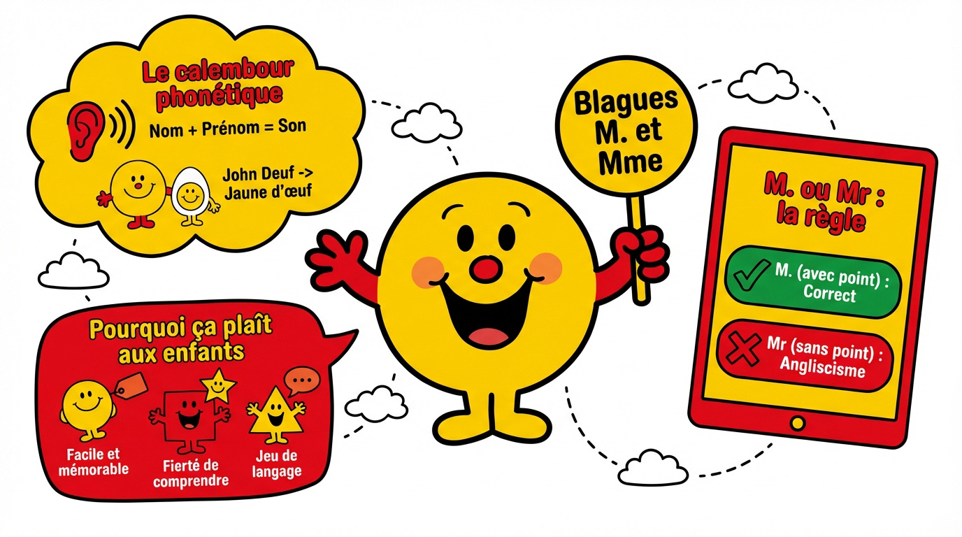 Illustration de blagues Monsieur et Madame pour enfants