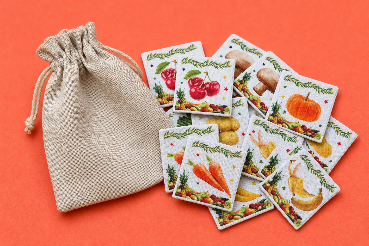 Jeu Memory Enfant en Tissu Fruits et Légumes : apprendre en s'amusant
