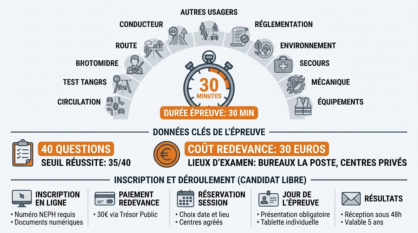 Inscription candidat libre à l'examen théorique moto sur tablette dans un centre agréé