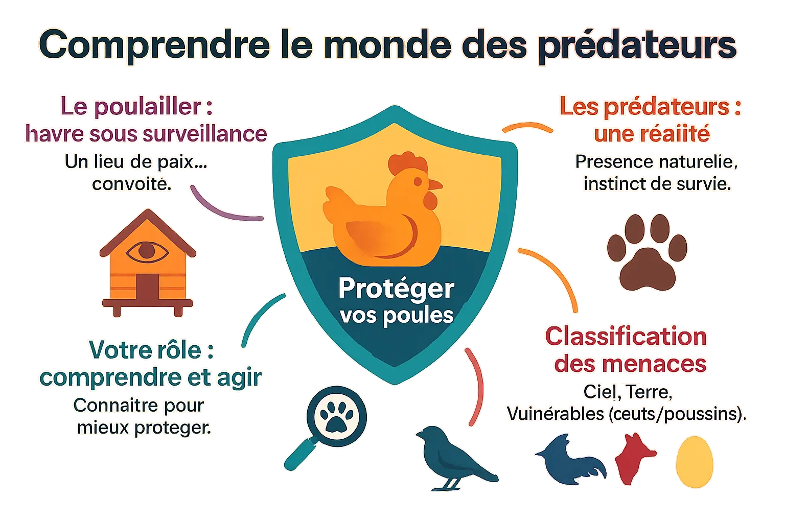 Renard observant un poulailler, symbolisant les prédateurs des poules.