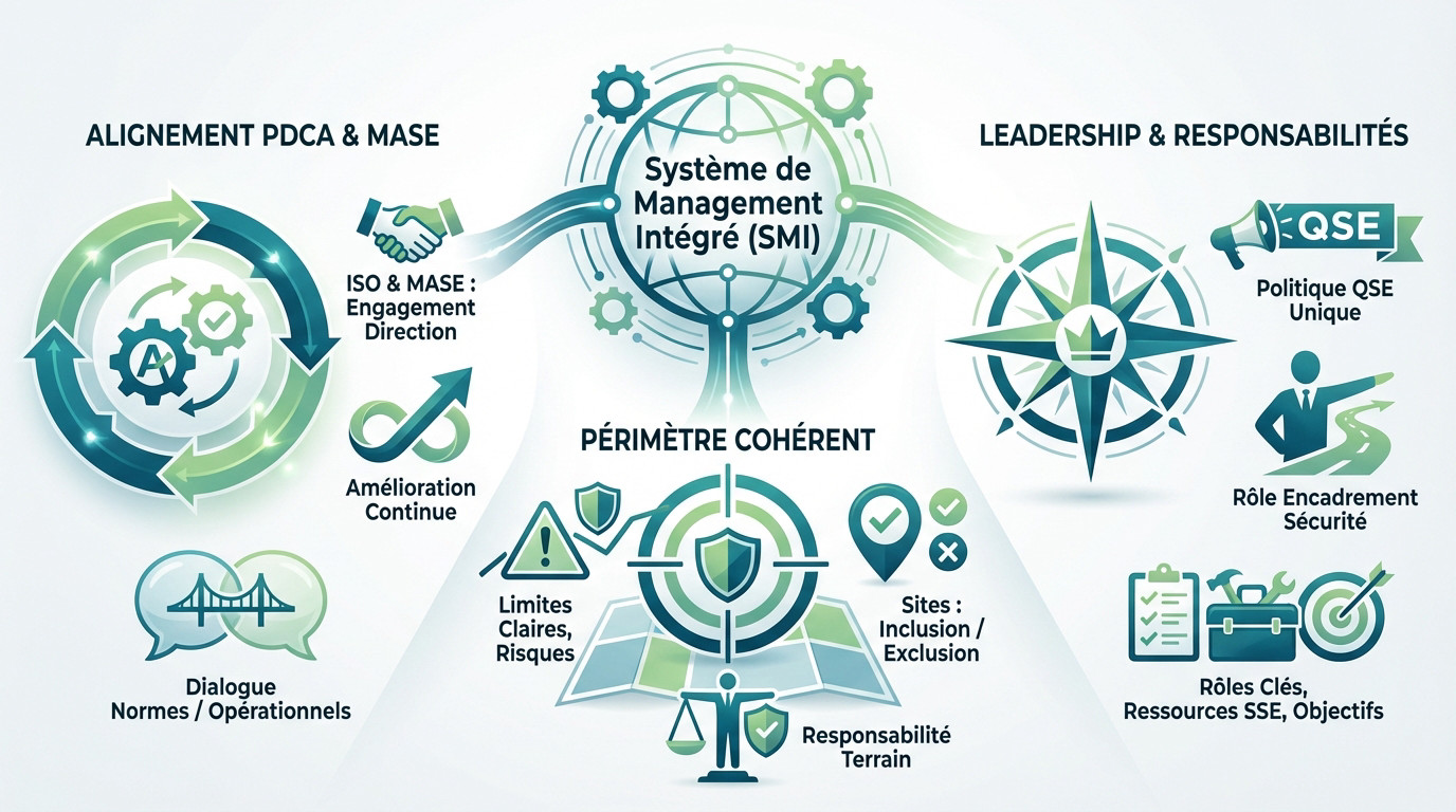 Schéma d'architecture d'un Système de Management Intégré alliant MASE et ISO