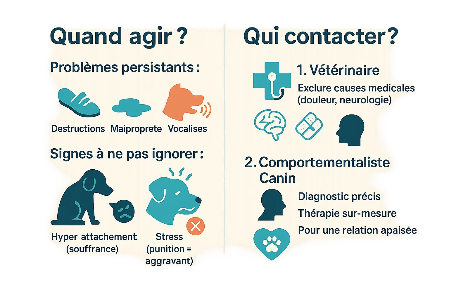 Chien anxieux cherchant réconfort auprès de son maître