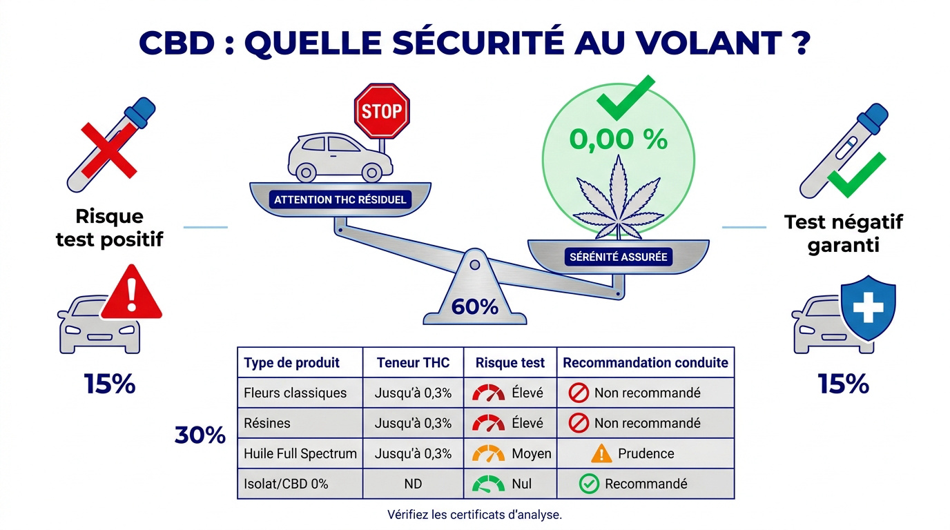 Comparaison entre CBD classique et CBD 0% THC pour la sécurité routière