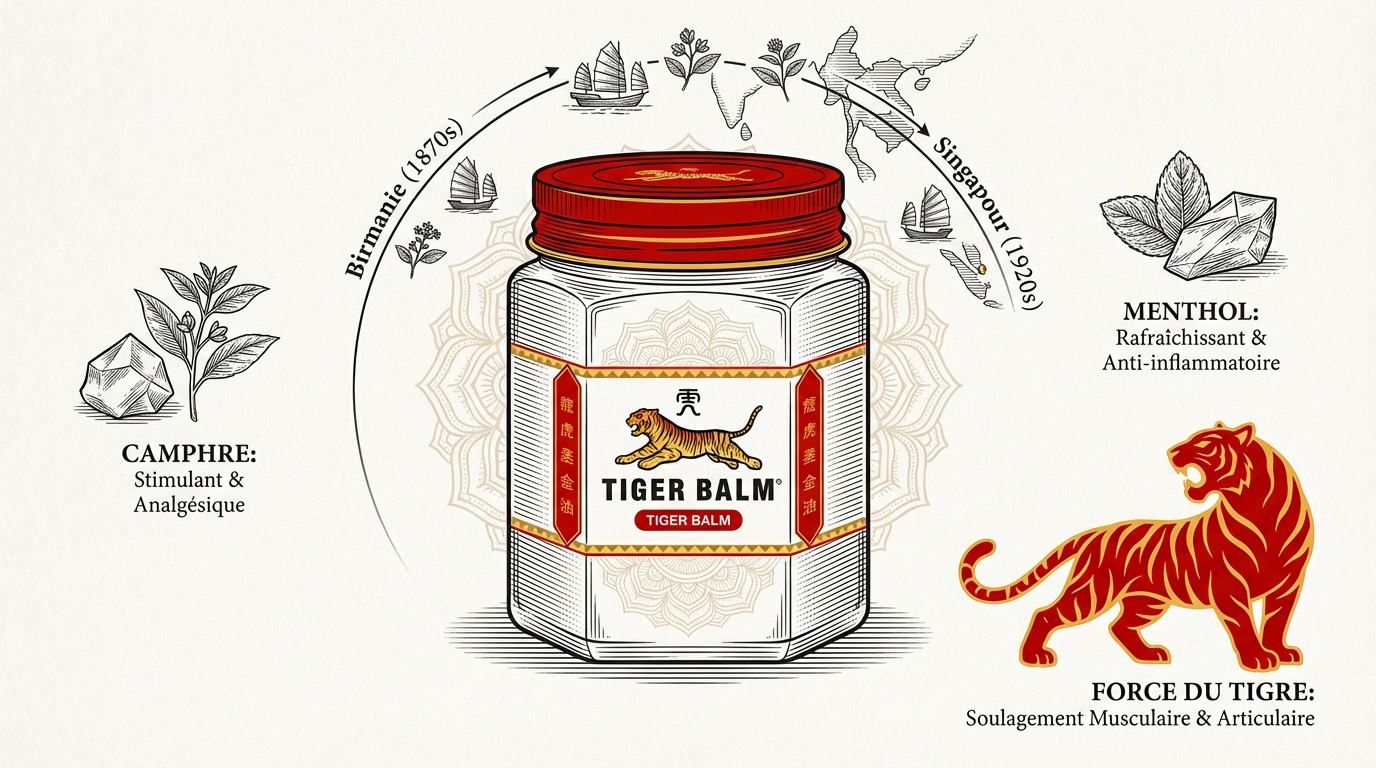 Petit pot de baume du tigre traditionnel avec son couvercle métallique et logo de tigre