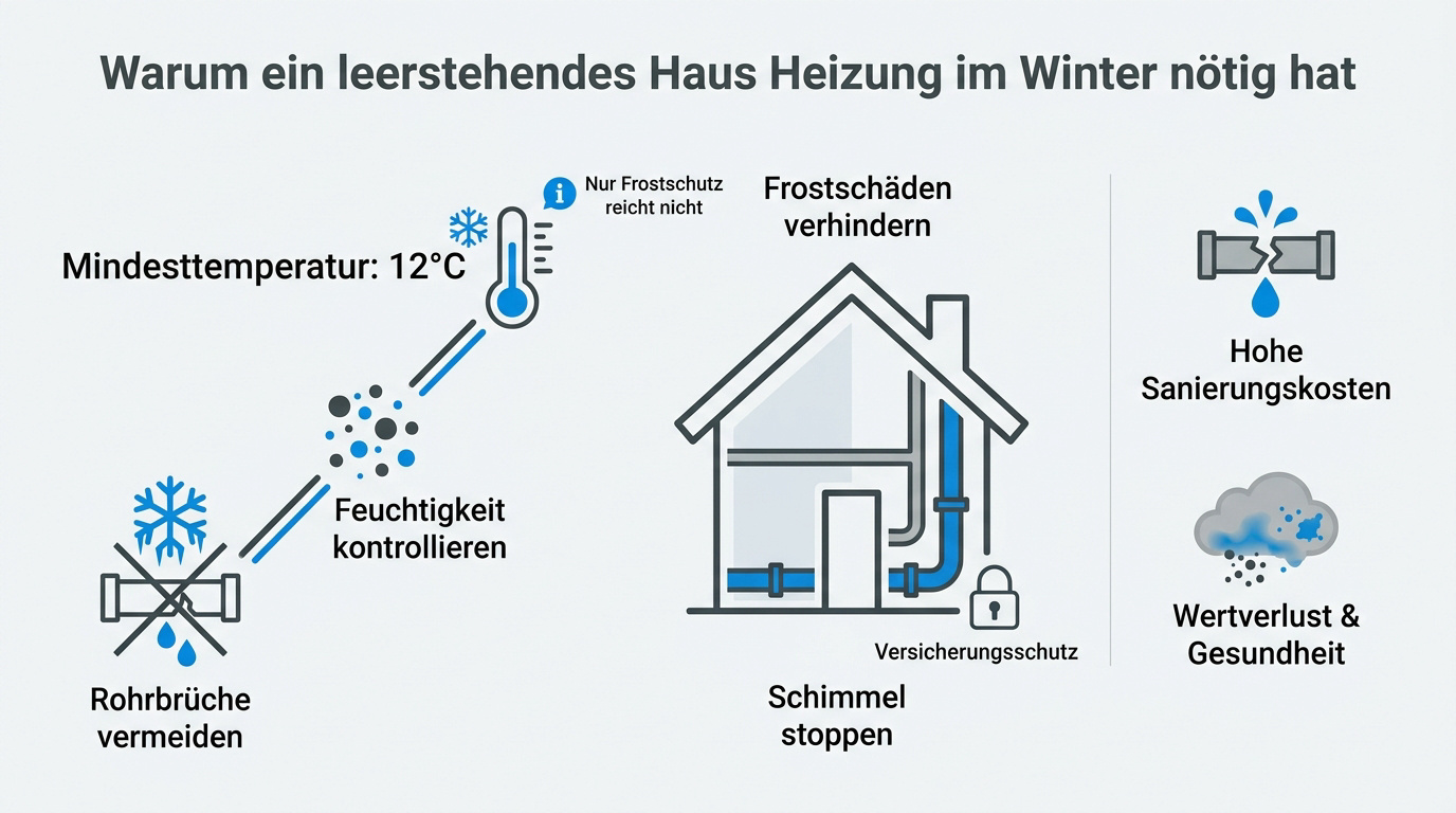 Frostschutz in einem leerstehenden Haus während der Wintermonate