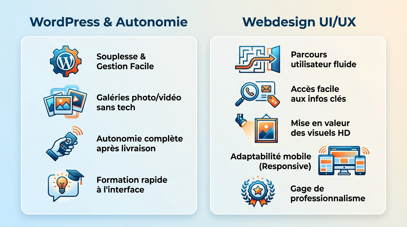 Interface WordPress et webdesign UI/UX optimisé pour un portfolio d'artiste