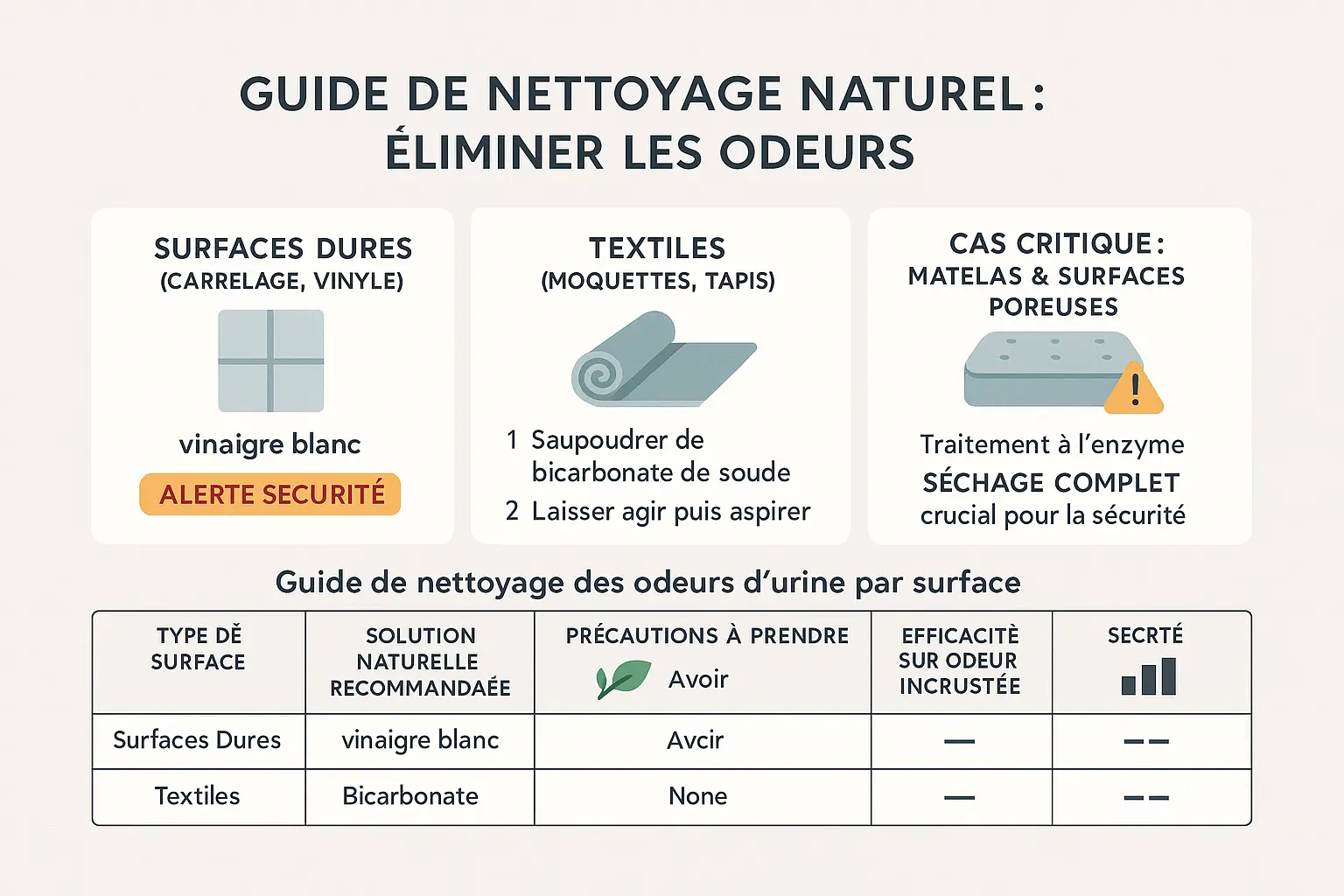 Guide de nettoyage naturel pour &eacute;liminer les odeurs d'urine