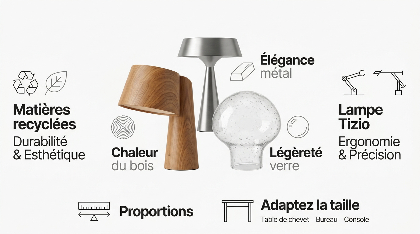 Infographie sur les matériaux des lampes design