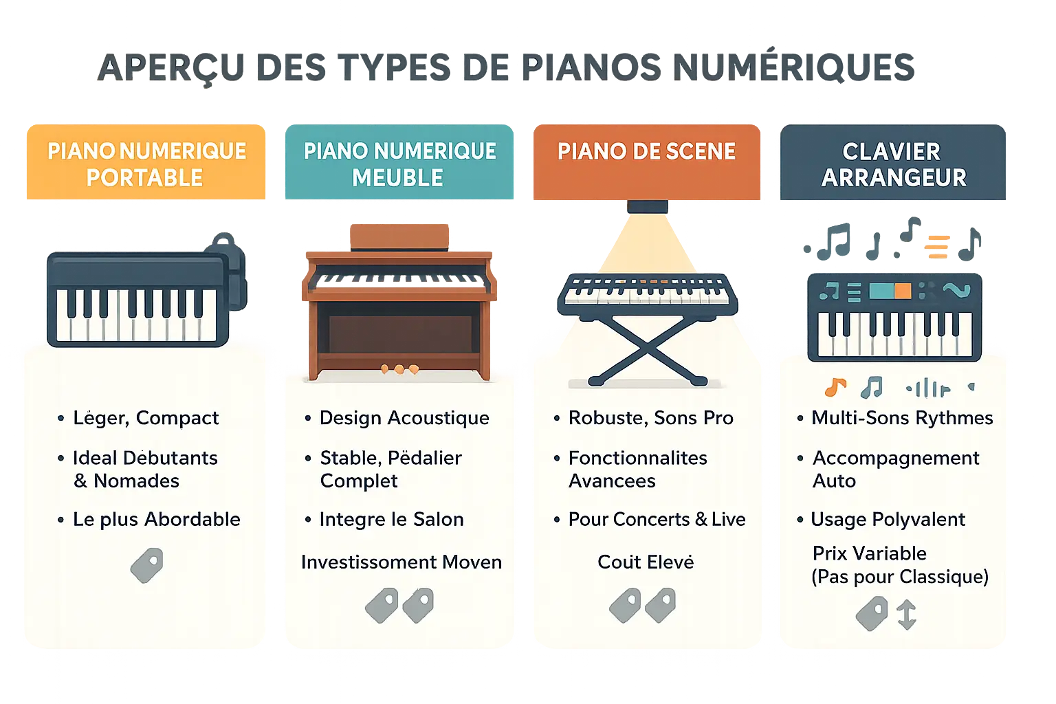 Aperçu des types de pianos numériques