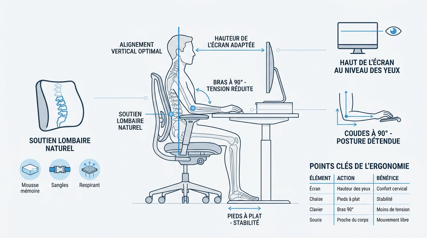 Schéma ergonomique pour un poste de travail optimisé et sans douleur