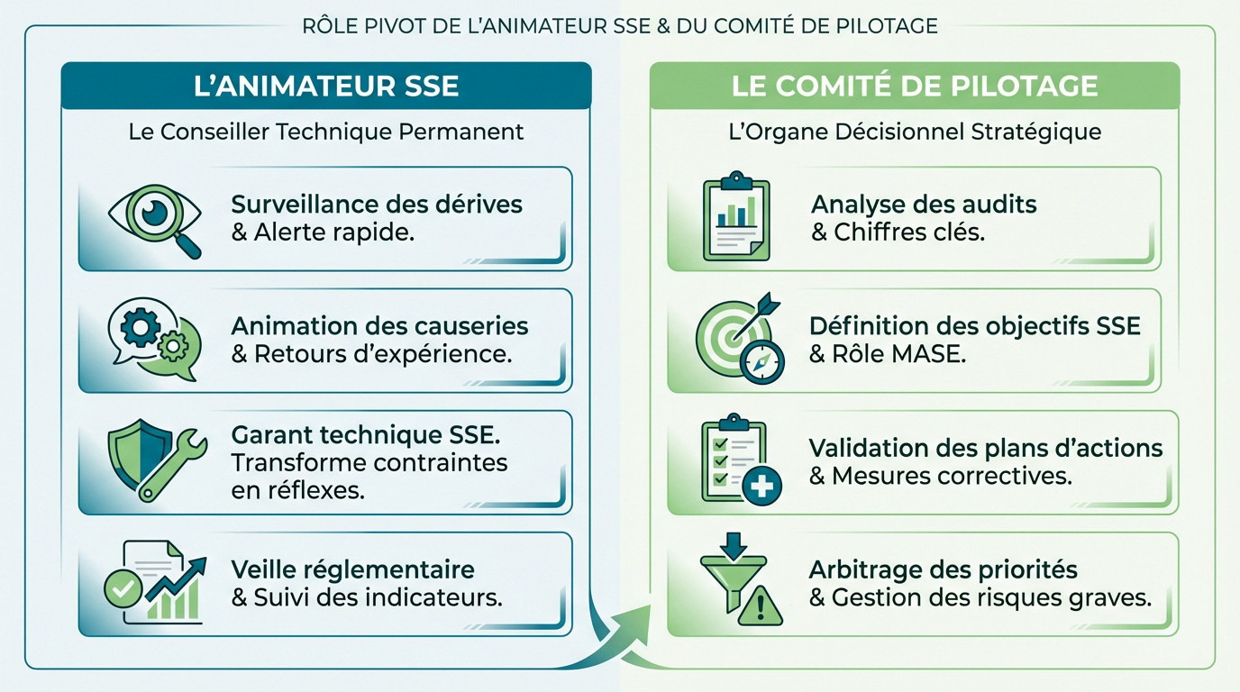 Rôle pivot de l'animateur SSE et du comité de pilotage dans la certification MASE