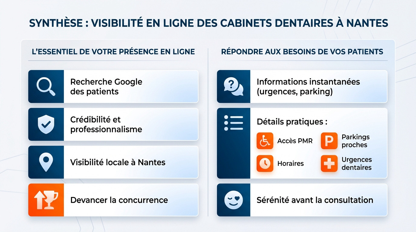 Graphique illustrant l'importance de la visibilité numérique pour les cabinets dentaires à Nantes