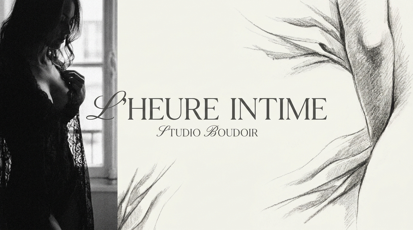 Portrait boudoir artistique en noir et blanc mettant en valeur les jeux d'ombres et de lumières sur la peau