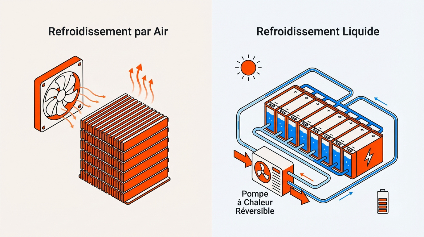 Comparaison des systèmes de refroidissement liquide et par air pour batteries de voitures électriques