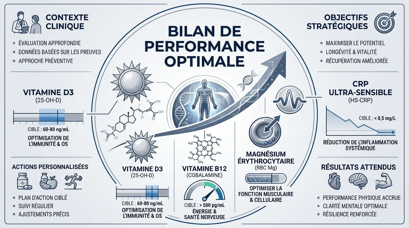 Tableau de bord des biomarqueurs pour un bilan sanguin optimisé