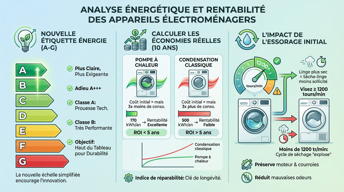 Analyse de l'efficacité énergétique d'un sèche-linge moderne