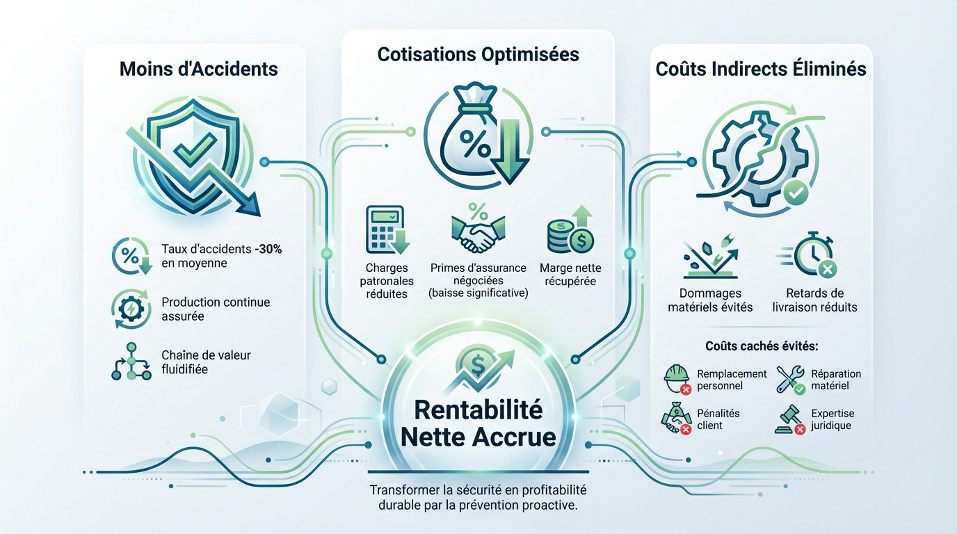 Graphique montrant la hausse de rentabilité liée à la certification MASE