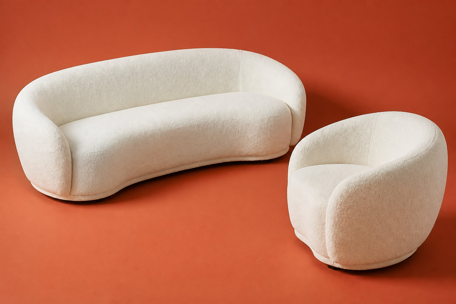 Ensemble canapé et fauteuil BOVANA blanc ivoire : structurer avec cohérence