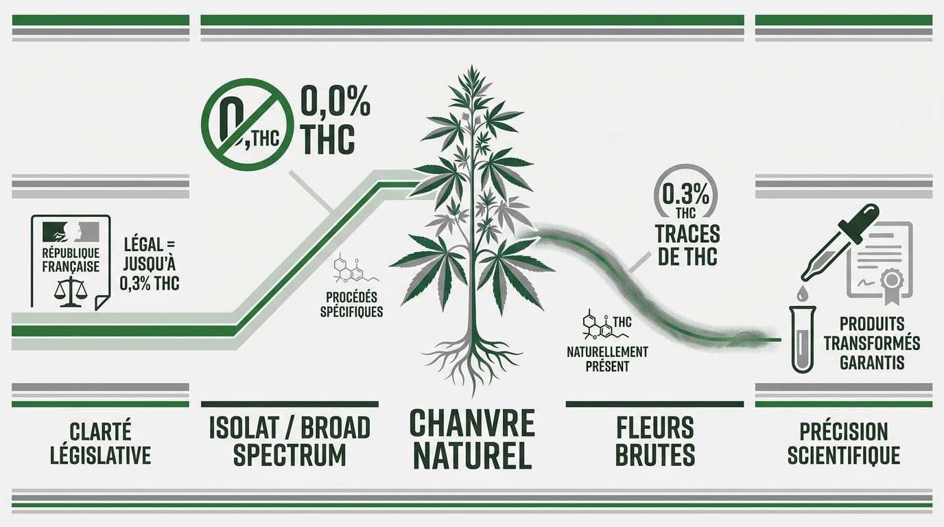 Comparaison entre chanvre avec traces de THC et produits garantis à 0% de THC