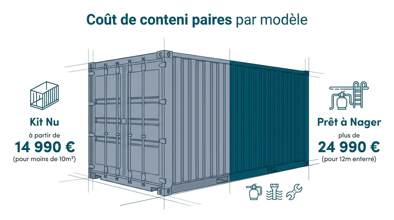 Comparatif des prix de piscines containers selon la taille et l'équipement
