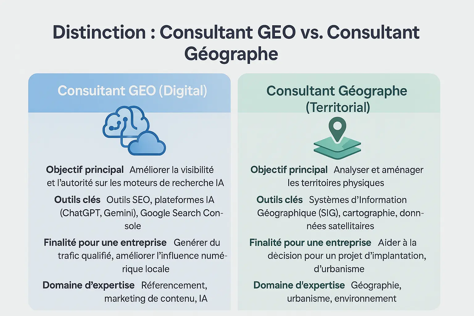 <strong>Comparaison consultant GEO vs géographe</strong>
