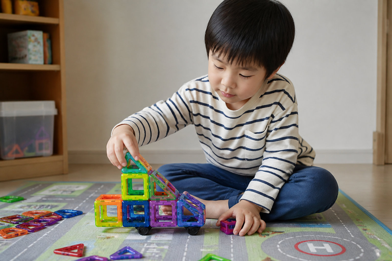 Bloc de construction magnétique Montessori : l'éveil par la forme 🧱