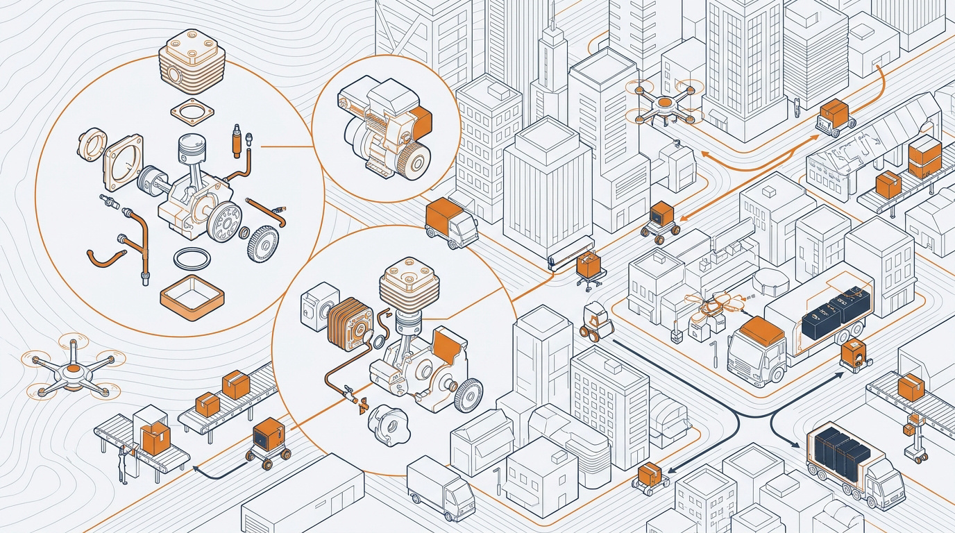 Comparaison entre micro-moteurs thermiques et batteries pour la logistique urbaine