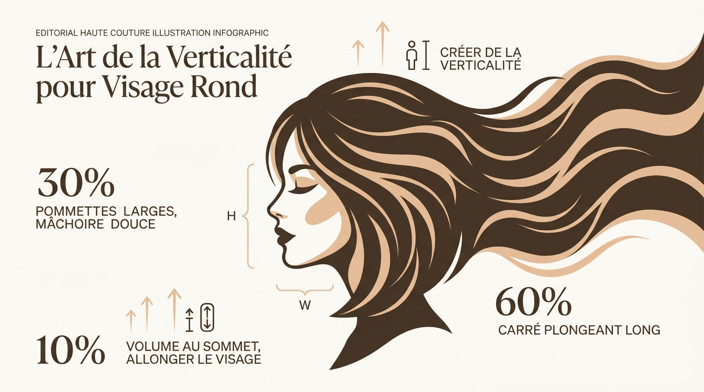 Volume au sommet du crâne pour allonger un visage rond